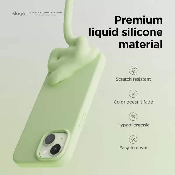 imageelago Compatible with iPhone 15 Case Liquid Silicone Case Full Body Protective Cover Shockproof Slim Phone Case AntiScratch Soft Microfiber Lining 61 inch StonePastel Green