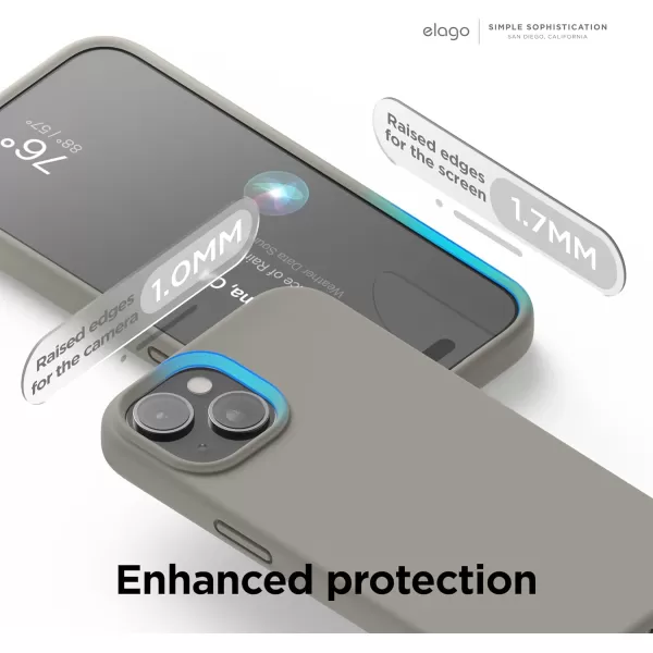imageelago Compatible with iPhone 15 Case Liquid Silicone Case Full Body Protective Cover Shockproof Slim Phone Case AntiScratch Soft Microfiber Lining 61 inch StoneMedium Grey