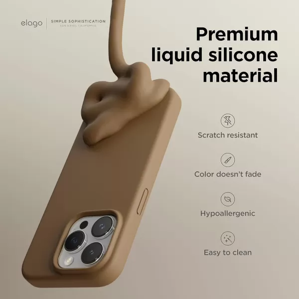 imageelago Compatible with iPhone 15 Pro Liquid Silicone Full Body Protective Case Shockproof Soft Microfiber Lining AntiScratch 61 inch Pink PouloBrown