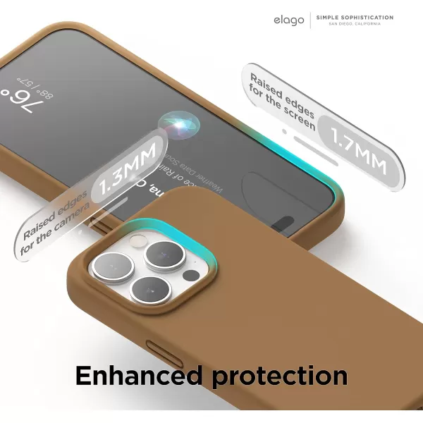 imageelago Compatible with iPhone 15 Pro Liquid Silicone Full Body Protective Case Shockproof Soft Microfiber Lining AntiScratch 61 inch Pink PouloBrown