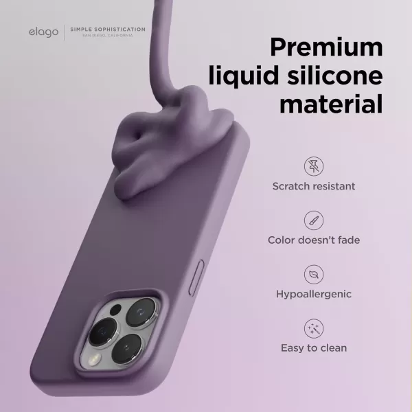 imageelago Compatible with iPhone 15 Pro Liquid Silicone Full Body Protective Case Shockproof Soft Microfiber Lining AntiScratch 61 inch Pink PouloDark Lavender