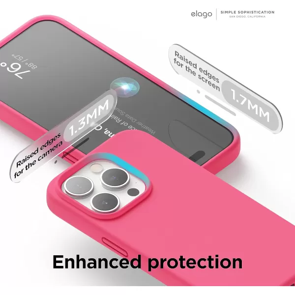 imageelago Compatible with iPhone 15 Pro Liquid Silicone Full Body Protective Case Shockproof Soft Microfiber Lining AntiScratch 61 inch Pink PouloIce Red