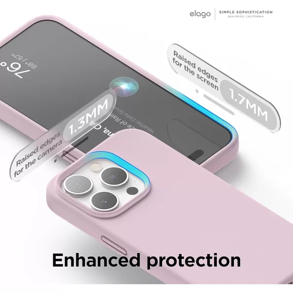 imageelago Compatible with iPhone 15 Pro Liquid Silicone Full Body Protective Case Shockproof Soft Microfiber Lining AntiScratch 61 inch Pink PouloLight Lilac