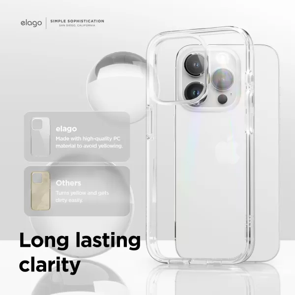 imageelago Hybrid Clear Case Compatible with iPhone 15 Pro Case Crystal Clear PC  TPU Hybrid Technology US Military Grade Drop Protection Reduced Yellowing TransparentTransparent
