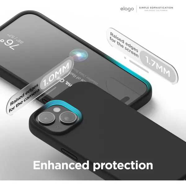 imageelago Liquid Silicone Case Compatible with iPhone 15 Plus Premium Quality Full Protection Case 4Layer Shockproof Structure Soft Microfiber Lining AntiScratch Aqua SkyBlack