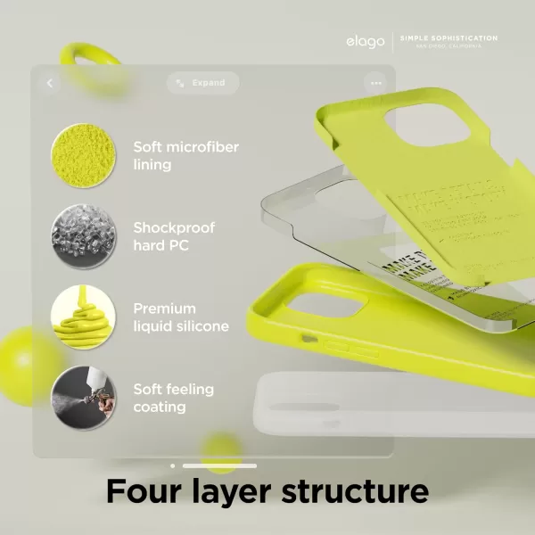 imageelago Liquid Silicone Case Compatible with iPhone 15 Plus Premium Quality Full Protection Case 4Layer Shockproof Structure Soft Microfiber Lining AntiScratch Aqua Skyfluorescent yellow