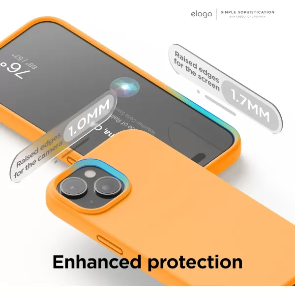 imageelago Liquid Silicone Case Compatible with iPhone 15 Plus Premium Quality Full Protection Case 4Layer Shockproof Structure Soft Microfiber Lining AntiScratch Aqua SkyOrange