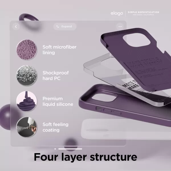 imageelago Liquid Silicone Case Compatible with iPhone 15 Plus Premium Quality Full Protection Case 4Layer Shockproof Structure Soft Microfiber Lining AntiScratch Aqua SkyDeep Purple