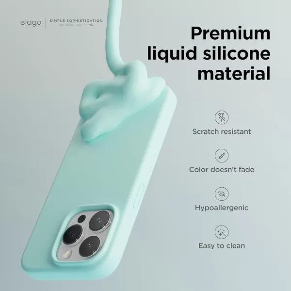 imageelago Liquid Silicone Case Compatible with iPhone 15 Pro Max Premium Silicone Full Body Protection Case 4Layer AntiShock Structure Soft Microfiber Lining Mint GreenAqua Sky