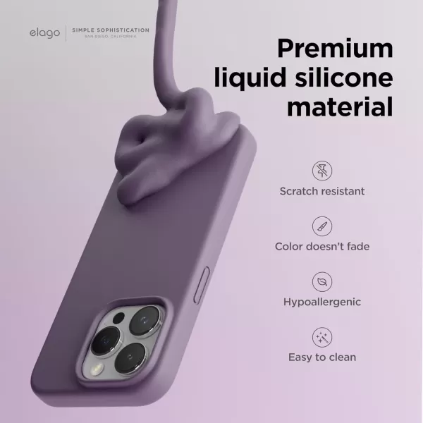 imageelago Liquid Silicone Case Compatible with iPhone 15 Pro Max Premium Silicone Full Body Protection Case 4Layer AntiShock Structure Soft Microfiber Lining Mint GreenDark Lavender