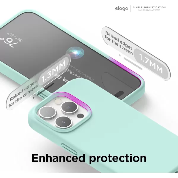 imageelago Liquid Silicone Case Compatible with iPhone 15 Pro Max Premium Silicone Full Body Protection Case 4Layer AntiShock Structure Soft Microfiber Lining Mint GreenAqua Sky