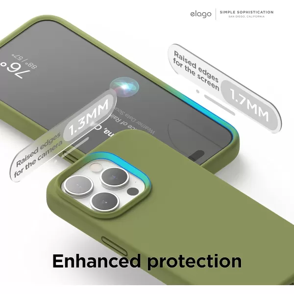 imageelago Liquid Silicone Case Compatible with iPhone 15 Pro Max Premium Silicone Full Body Protection Case 4Layer AntiShock Structure Soft Microfiber Lining Mint GreenCedar Green