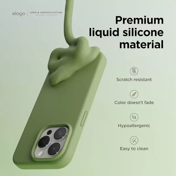 imageelago Liquid Silicone Case Compatible with iPhone 15 Pro Max Premium Silicone Full Body Protection Case 4Layer AntiShock Structure Soft Microfiber Lining Mint GreenCedar Green