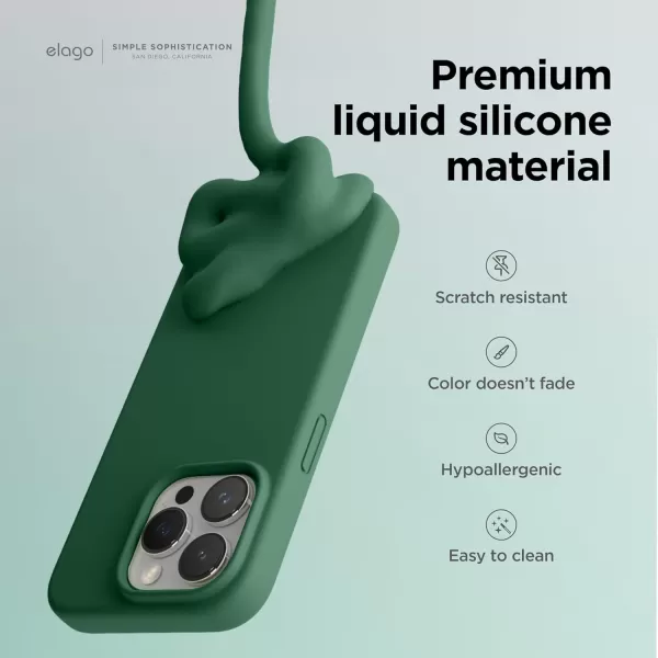 imageelago Liquid Silicone Case Compatible with iPhone 15 Pro Max Premium Silicone Full Body Protection Case 4Layer AntiShock Structure Soft Microfiber Lining Mint GreenAlpine Green