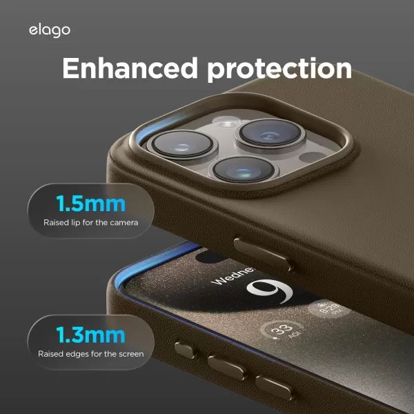 imageelago Magnetic Leather Case Compatible with iPhone 15 Pro Case Compatible with All MagSafe Accessories 61 inch  Builtin Magnets Vegan Leather Shockproof WaterResistant BlackTaupe