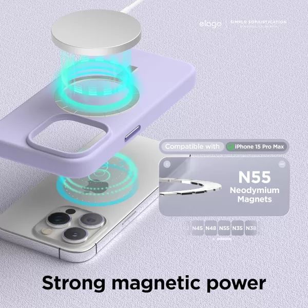 imageelago Magnetic Silicone Case Compatible with iPhone 15 Case 61 Inch Compatible with All MagSafe Accessories  Builtin Magnets Soft Grip Silicone Shockproof Stonepurple