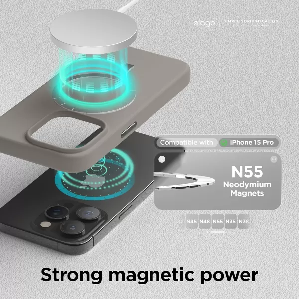 imageelago Magnetic Silicone Case Compatible with iPhone 15 Case 61 Inch Compatible with All MagSafe Accessories  Builtin Magnets Soft Grip Silicone Shockproof StoneMedium Gray