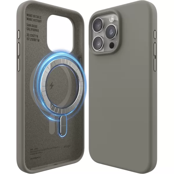 imageelago Magnetic Silicone Case Compatible with iPhone 15 Case 61 Inch Compatible with All MagSafe Accessories  Builtin Magnets Soft Grip Silicone Shockproof StoneMedium Gray