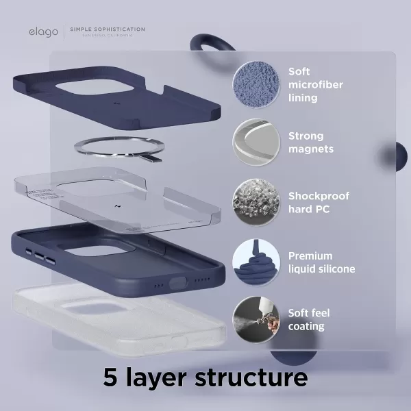 imageelago Magnetic Silicone Case Compatible with iPhone 15 Case 61 Inch Compatible with All MagSafe Accessories  Builtin Magnets Soft Grip Silicone Shockproof StoneJean Indigo