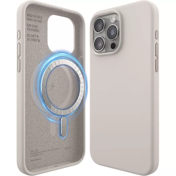 imageelago Magnetic Silicone Case Compatible with iPhone 15 Case 61 Inch Compatible with All MagSafe Accessories  Builtin Magnets Soft Grip Silicone Shockproof StoneStone