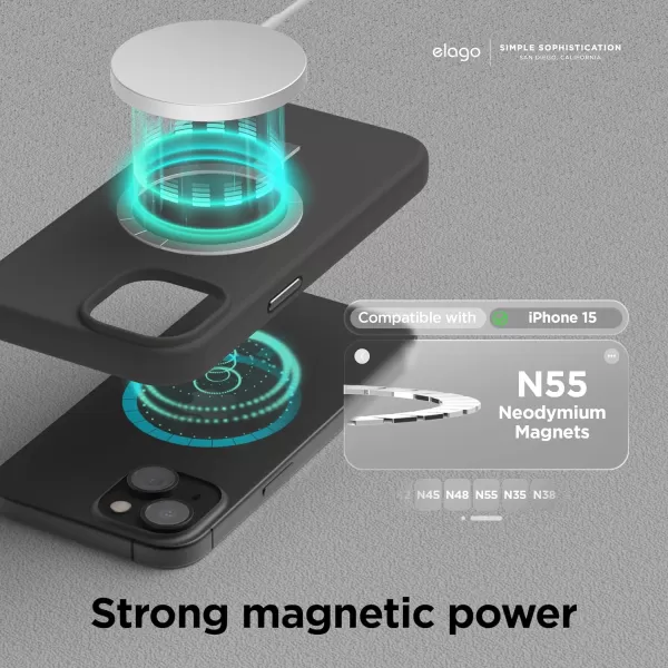 imageelago Magnetic Silicone Case Compatible with iPhone 15 Case 61 Inch Compatible with All MagSafe Accessories  Builtin Magnets Soft Grip Silicone Shockproof StoneBlack