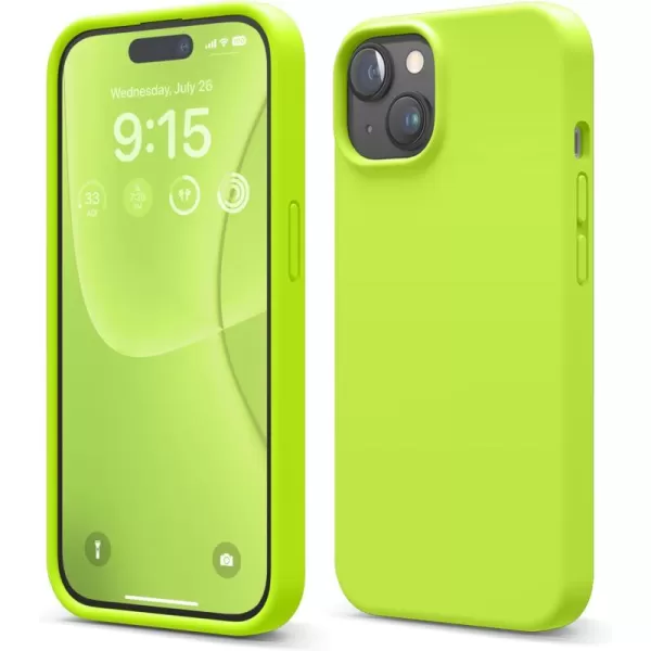 imageelago Compatible with iPhone 15 Case Liquid Silicone Case Full Body Protective Cover Shockproof Slim Phone Case AntiScratch Soft Microfiber Lining 61 inch StoneLime Green