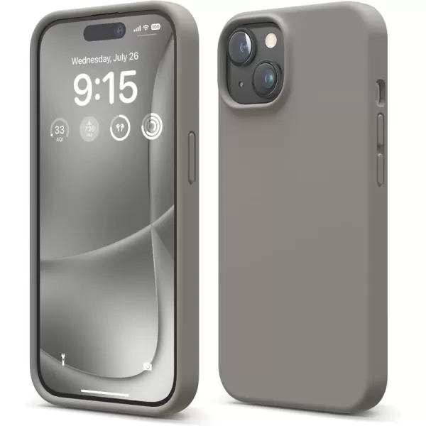 imageelago Compatible with iPhone 15 Case Liquid Silicone Case Full Body Protective Cover Shockproof Slim Phone Case AntiScratch Soft Microfiber Lining 61 inch StoneMedium Grey