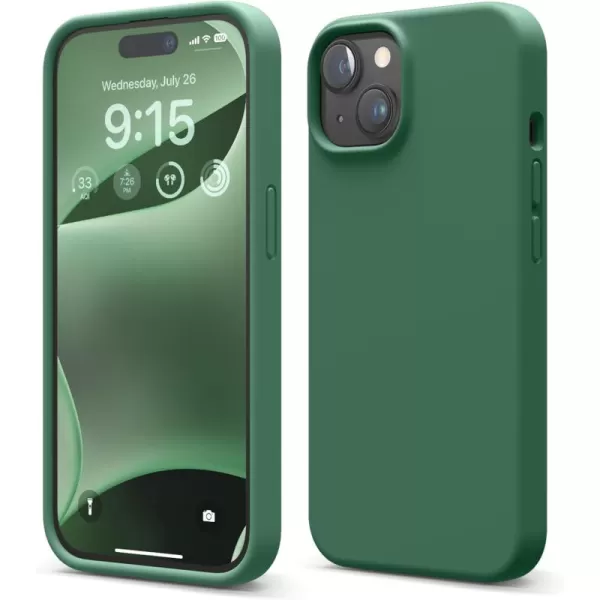 imageelago Compatible with iPhone 15 Case Liquid Silicone Case Full Body Protective Cover Shockproof Slim Phone Case AntiScratch Soft Microfiber Lining 61 inch StoneAlpine Green