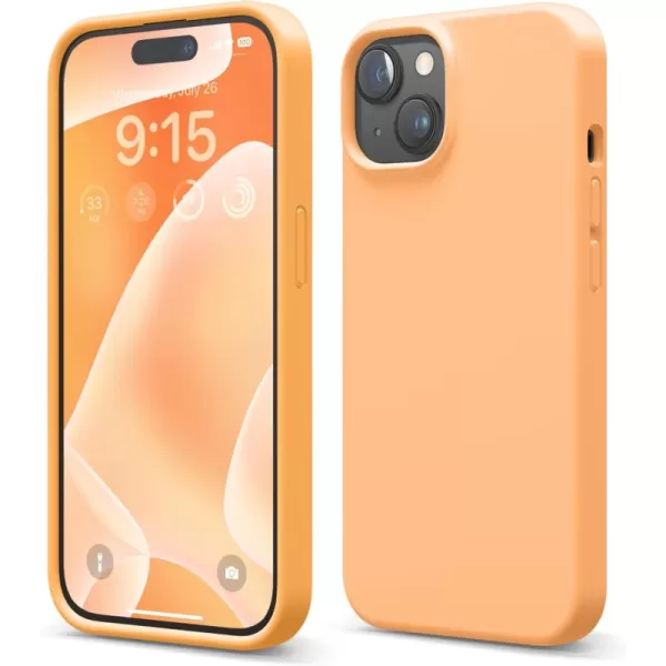 imageelago Compatible with iPhone 15 Case Liquid Silicone Case Full Body Protective Cover Shockproof Slim Phone Case AntiScratch Soft Microfiber Lining 61 inch StoneOrange