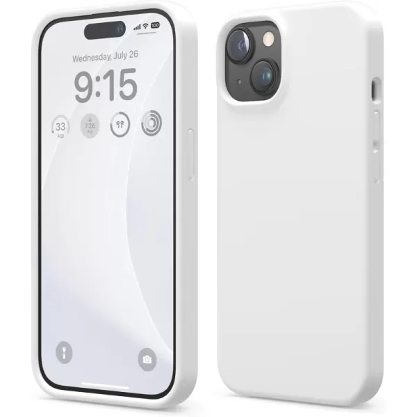 imageelago Compatible with iPhone 15 Case Liquid Silicone Case Full Body Protective Cover Shockproof Slim Phone Case AntiScratch Soft Microfiber Lining 61 inch StoneWhite