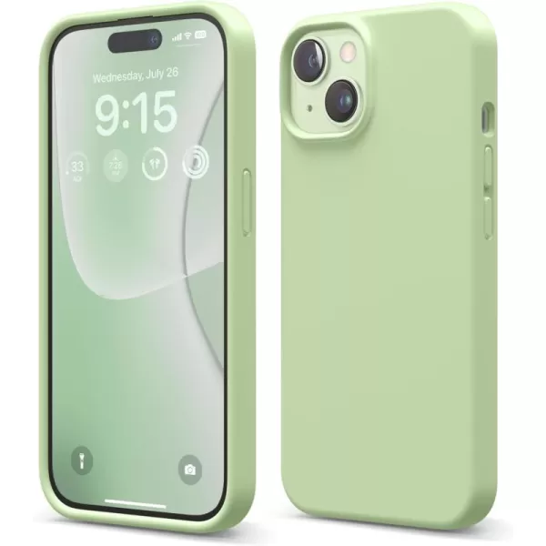 imageelago Compatible with iPhone 15 Case Liquid Silicone Case Full Body Protective Cover Shockproof Slim Phone Case AntiScratch Soft Microfiber Lining 61 inch StonePastel Green