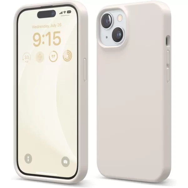 imageelago Compatible with iPhone 15 Case Liquid Silicone Case Full Body Protective Cover Shockproof Slim Phone Case AntiScratch Soft Microfiber Lining 61 inch StoneStone