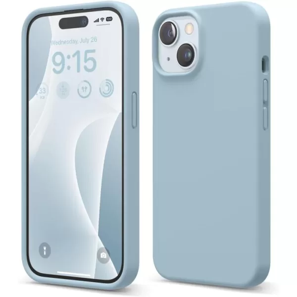 imageelago Compatible with iPhone 15 Case Liquid Silicone Case Full Body Protective Cover Shockproof Slim Phone Case AntiScratch Soft Microfiber Lining 61 inch StoneSky Blue