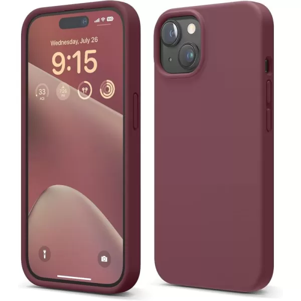 imageelago Compatible with iPhone 15 Case Liquid Silicone Case Full Body Protective Cover Shockproof Slim Phone Case AntiScratch Soft Microfiber Lining 61 inch StoneBurgundy