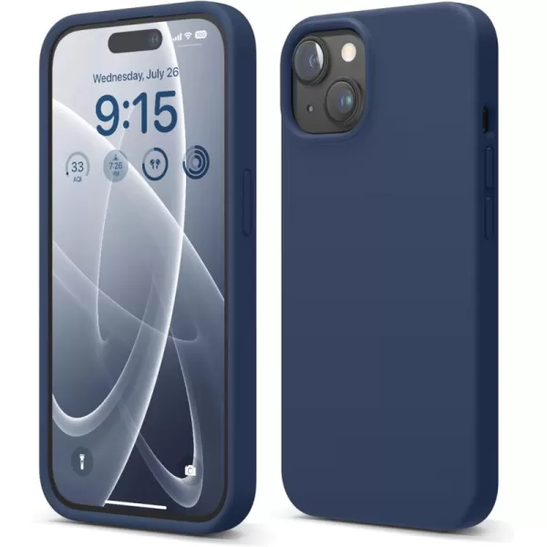 imageelago Compatible with iPhone 15 Case Liquid Silicone Case Full Body Protective Cover Shockproof Slim Phone Case AntiScratch Soft Microfiber Lining 61 inch StoneJean Indigo