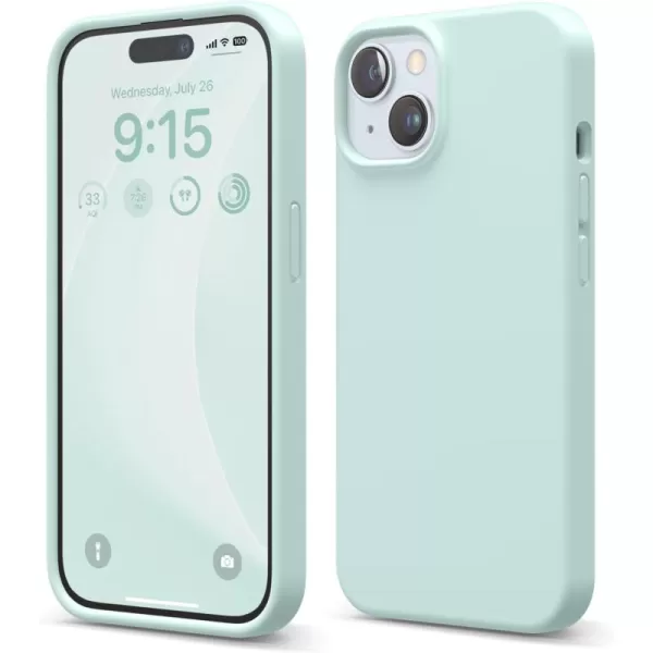 imageelago Compatible with iPhone 15 Case Liquid Silicone Case Full Body Protective Cover Shockproof Slim Phone Case AntiScratch Soft Microfiber Lining 61 inch StoneMint Green