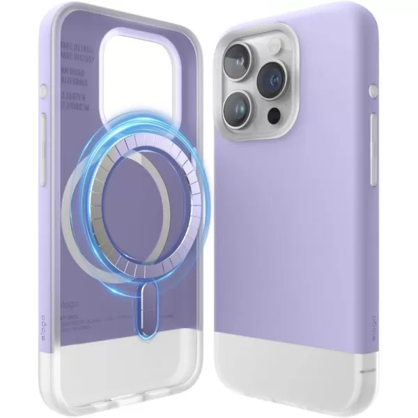 imageelago Compatible with iPhone 15 Pro Case Compatible with MagSafe Glide Case Full Body Protective Cover Shockproof Slim Phone Case 61 inch Top StoneBottom Medium GreyTop Purple  Bottom Clear