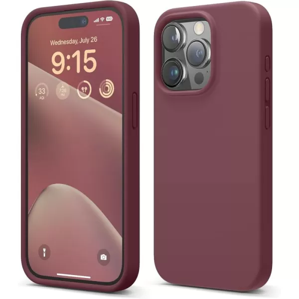 imageelago Compatible with iPhone 15 Pro Liquid Silicone Full Body Protective Case Shockproof Soft Microfiber Lining AntiScratch 61 inch Pink PouloBurgundy