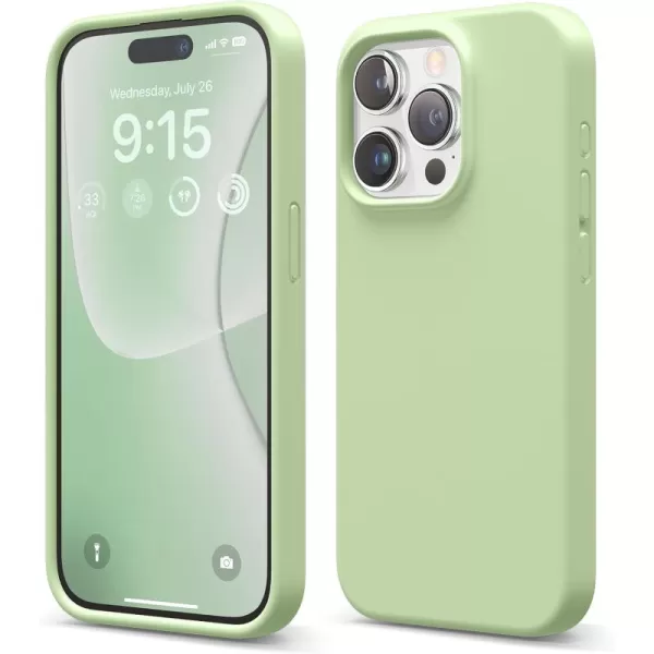 imageelago Compatible with iPhone 15 Pro Liquid Silicone Full Body Protective Case Shockproof Soft Microfiber Lining AntiScratch 61 inch Pink PouloPastel Green