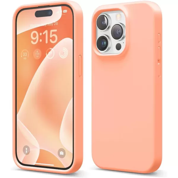 imageelago Compatible with iPhone 15 Pro Liquid Silicone Full Body Protective Case Shockproof Soft Microfiber Lining AntiScratch 61 inch Pink PouloSalmon