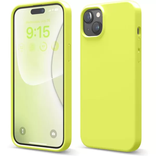 imageelago Liquid Silicone Case Compatible with iPhone 15 Plus Premium Quality Full Protection Case 4Layer Shockproof Structure Soft Microfiber Lining AntiScratch Aqua Skyfluorescent yellow