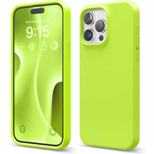 imageelago Liquid Silicone Case Compatible with iPhone 15 Pro Max Premium Silicone Full Body Protection Case 4Layer AntiShock Structure Soft Microfiber Lining Mint Greenlime green