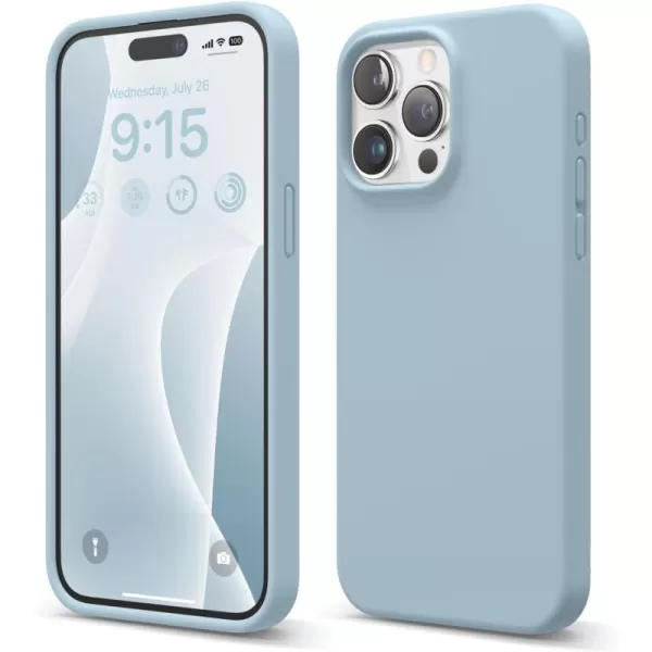 imageelago Liquid Silicone Case Compatible with iPhone 15 Pro Max Premium Silicone Full Body Protection Case 4Layer AntiShock Structure Soft Microfiber Lining Mint GreenSky blue