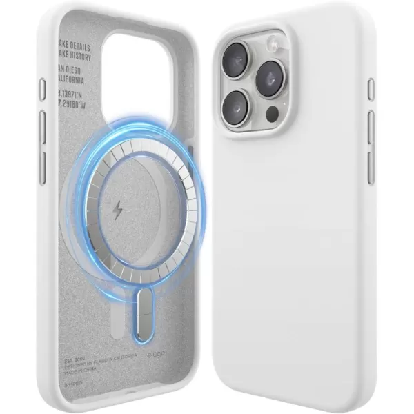 imageelago Magnetic Silicone Case Compatible with iPhone 15 Case 61 Inch Compatible with All MagSafe Accessories  Builtin Magnets Soft Grip Silicone Shockproof StoneWhite