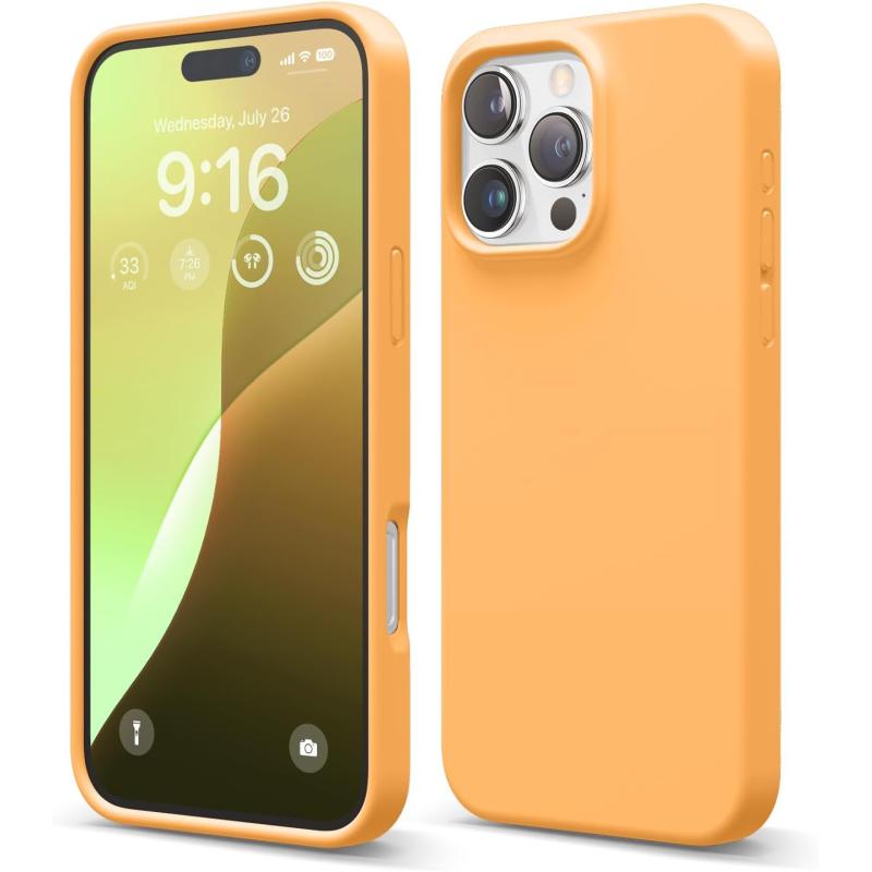 imageelago Compatible with iPhone 16 Pro Max Case Premium Liquid Silicone Case Full Body Protective Cover Shockproof Slim Phone Case AntiScratch Soft Microfiber Lining 69 inch PurpleOrange