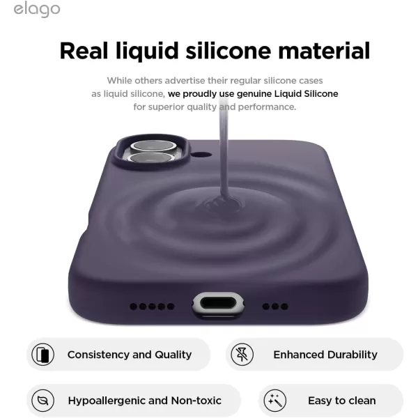 imageelago Compatible with iPhone 16 Case Premium Liquid Silicone Case Full Body Protective Cover Shockproof Slim Phone Case AntiScratch Soft Microfiber Lining 61 inch Alpine GreenDeep Purple