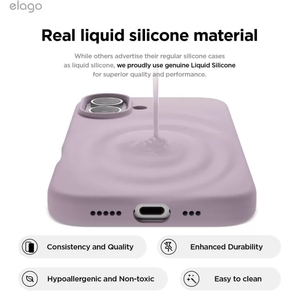 imageelago Compatible with iPhone 16 Case Premium Liquid Silicone Case Full Body Protective Cover Shockproof Slim Phone Case AntiScratch Soft Microfiber Lining 61 inch Alpine GreenSoft Purple