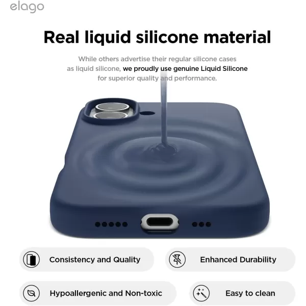 imageelago Compatible with iPhone 16 Case Premium Liquid Silicone Case Full Body Protective Cover Shockproof Slim Phone Case AntiScratch Soft Microfiber Lining 61 inch Alpine GreenJean Indigo