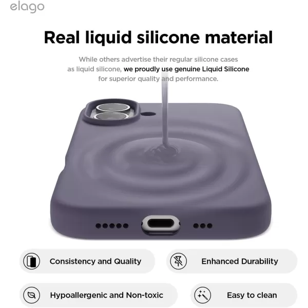 imageelago Compatible with iPhone 16 Case Premium Liquid Silicone Case Full Body Protective Cover Shockproof Slim Phone Case AntiScratch Soft Microfiber Lining 61 inch Alpine GreenDeep Lavender