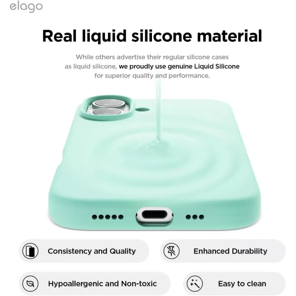 imageelago Compatible with iPhone 16 Case Premium Liquid Silicone Case Full Body Protective Cover Shockproof Slim Phone Case AntiScratch Soft Microfiber Lining 61 inch Alpine GreenAqua Sky